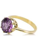 Аметист 14K жълто злато Пръстен Винтидж бижута vrc157y